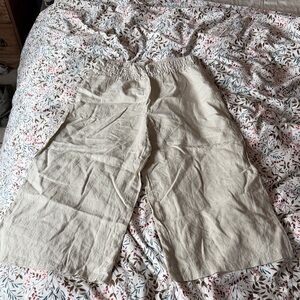 Anthropologie Wide-Leg Linen-Blend Pants in Light Cream